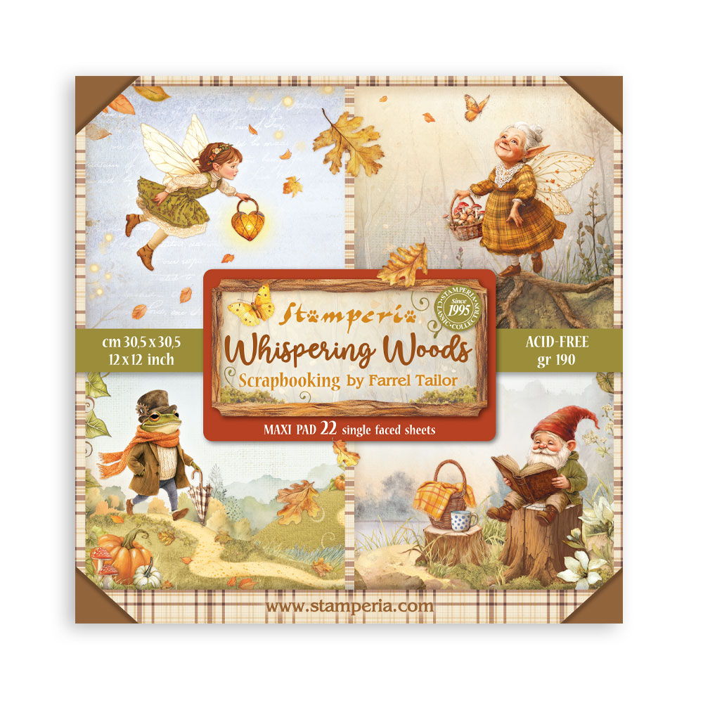 Stamperia Whispering Woods 12"x12" Scrapbooking Pad, 22 sheets