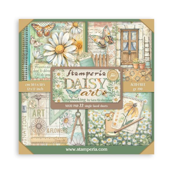 DISC - Stamperia Single-Sided Paper Pad 12"x12" 22/Pkg-Daisy Art