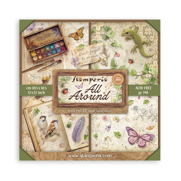 Stamperia All Around 12x12 Single-Sided Paper Pad, 22 sheets