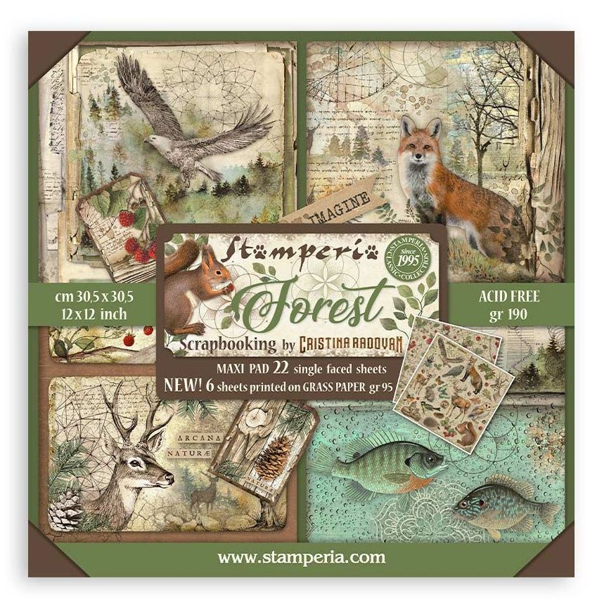 Stamperia Forest Single-Sided 12"X12" Paper Pad - 22 sheets/pkg,