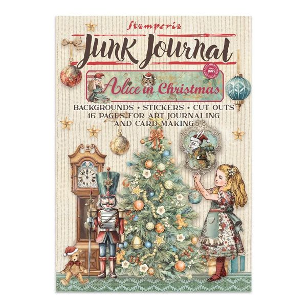 Stamperia Alice In Christmas Junk Journal Stickers, Cut-outs And Backgrounds