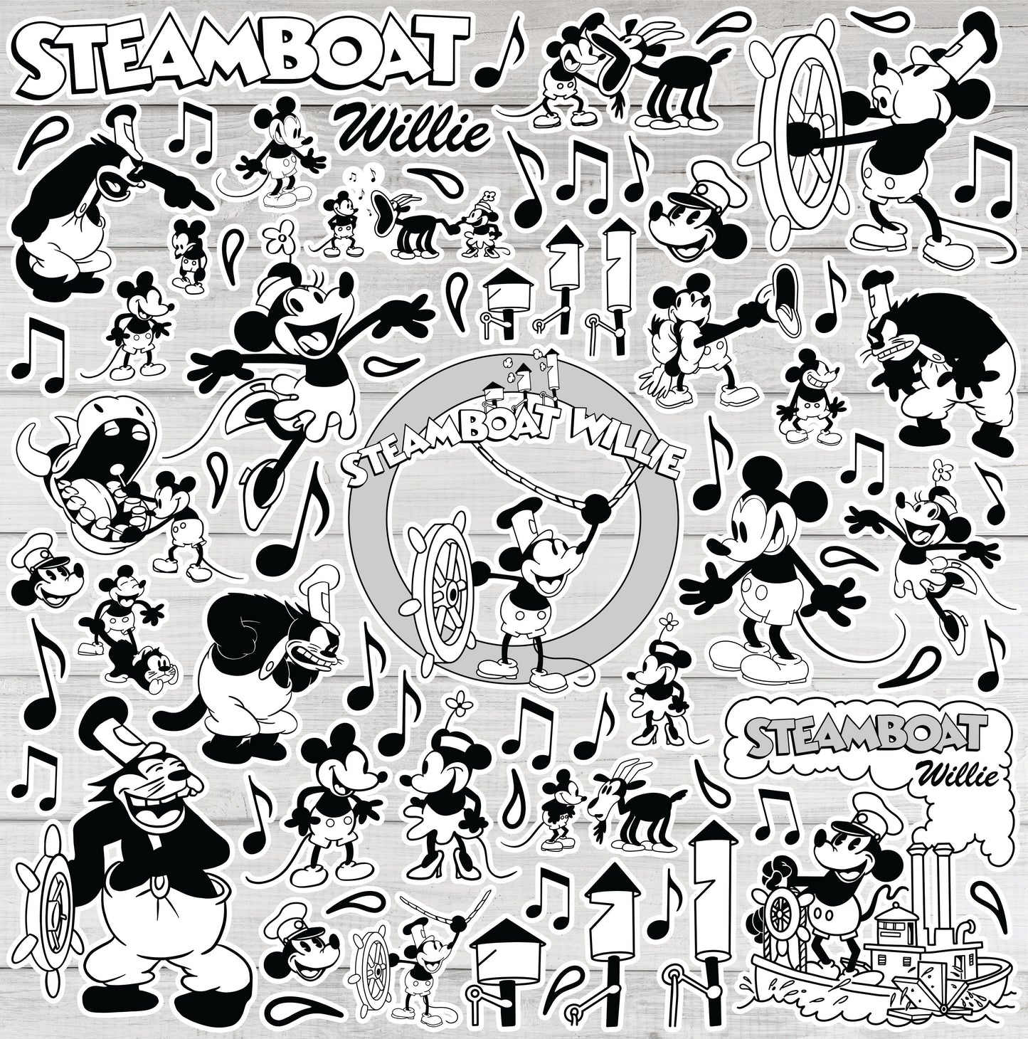 Reminisce Steamboat Willie 12x12 Sticker