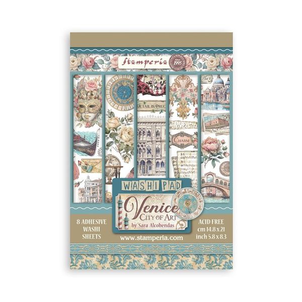 Stamperia Venice City of Art A5 Washi Pad, 8 sheets/pkg