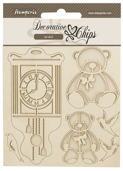 Stamperia Brocante Antiques Teddy Bear 5.5"X5.5" Decorative Chips