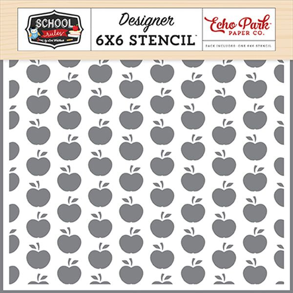 Apple for Teacher Stencil, 6x6