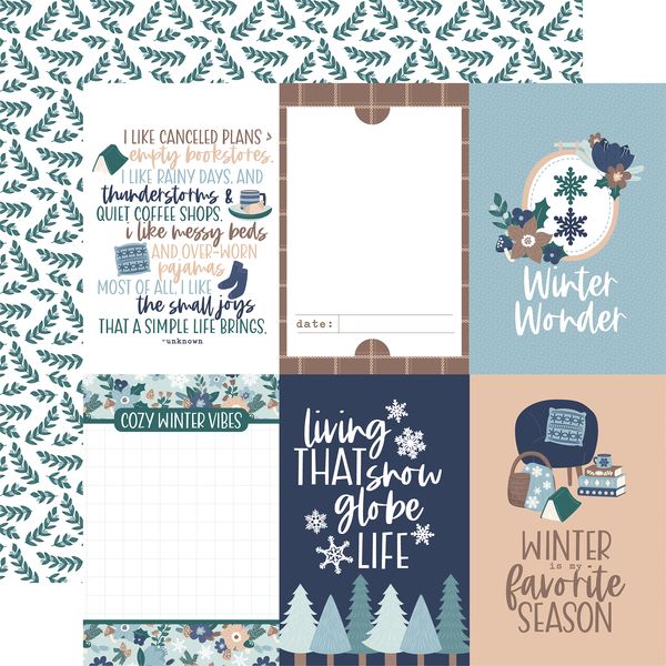 Echo Park Snow Day: 4x6 Journaling Cards (1 Sheet)