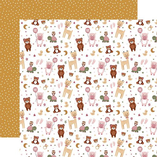 Echo Park Special Delivery Baby Girl's Animals DS Paper (1 Sheet)