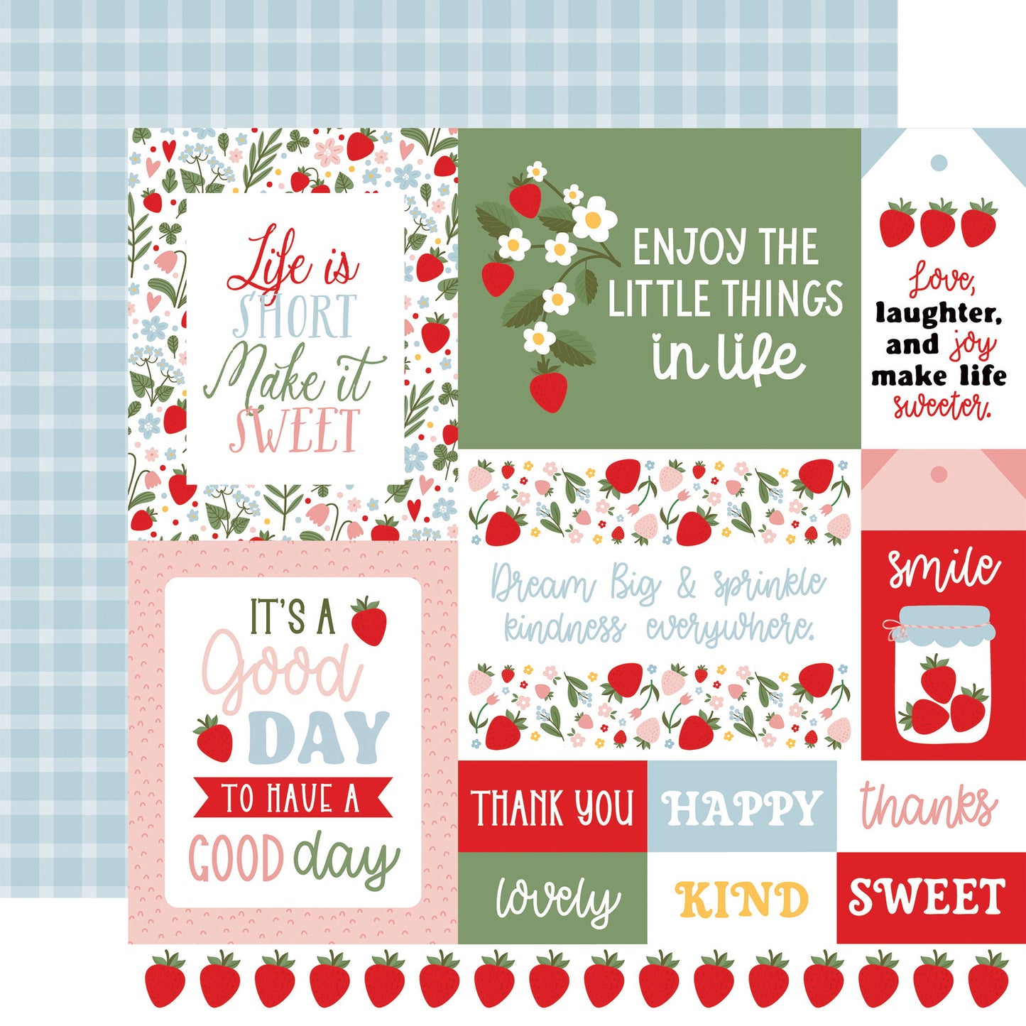 Echo Park Strawberry Fields: Multi Journaling Cards DS Paper (1 Sheet)
