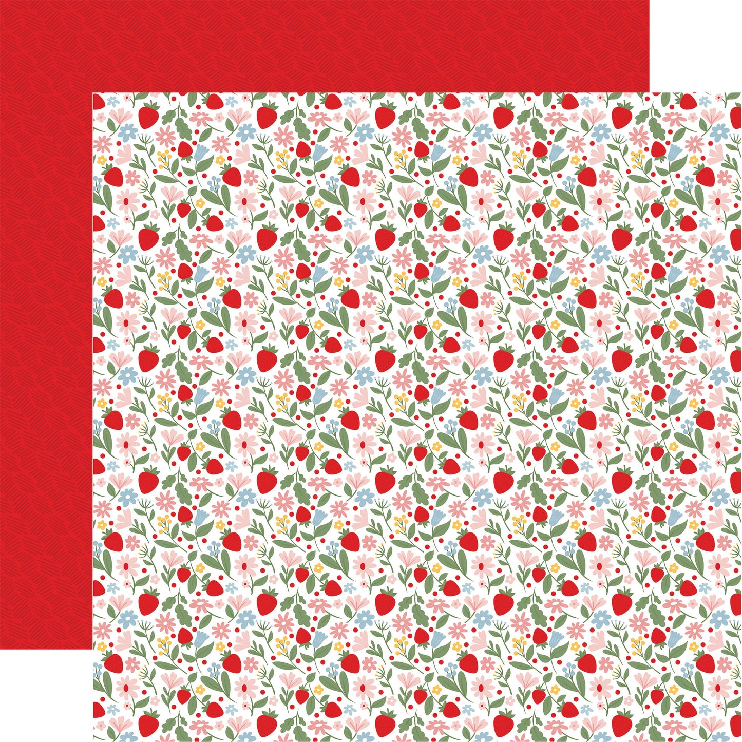 Echo Park Strawberry Fields: Flowers And Fruit DS Paper (1 Sheet)