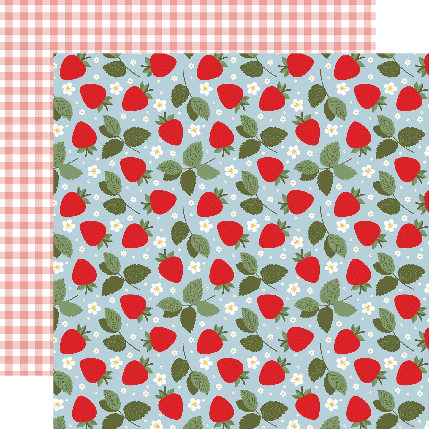 Echo Park Strawberry Fields: Fresh Picked Strawberries DS Paper (1 Sheet)
