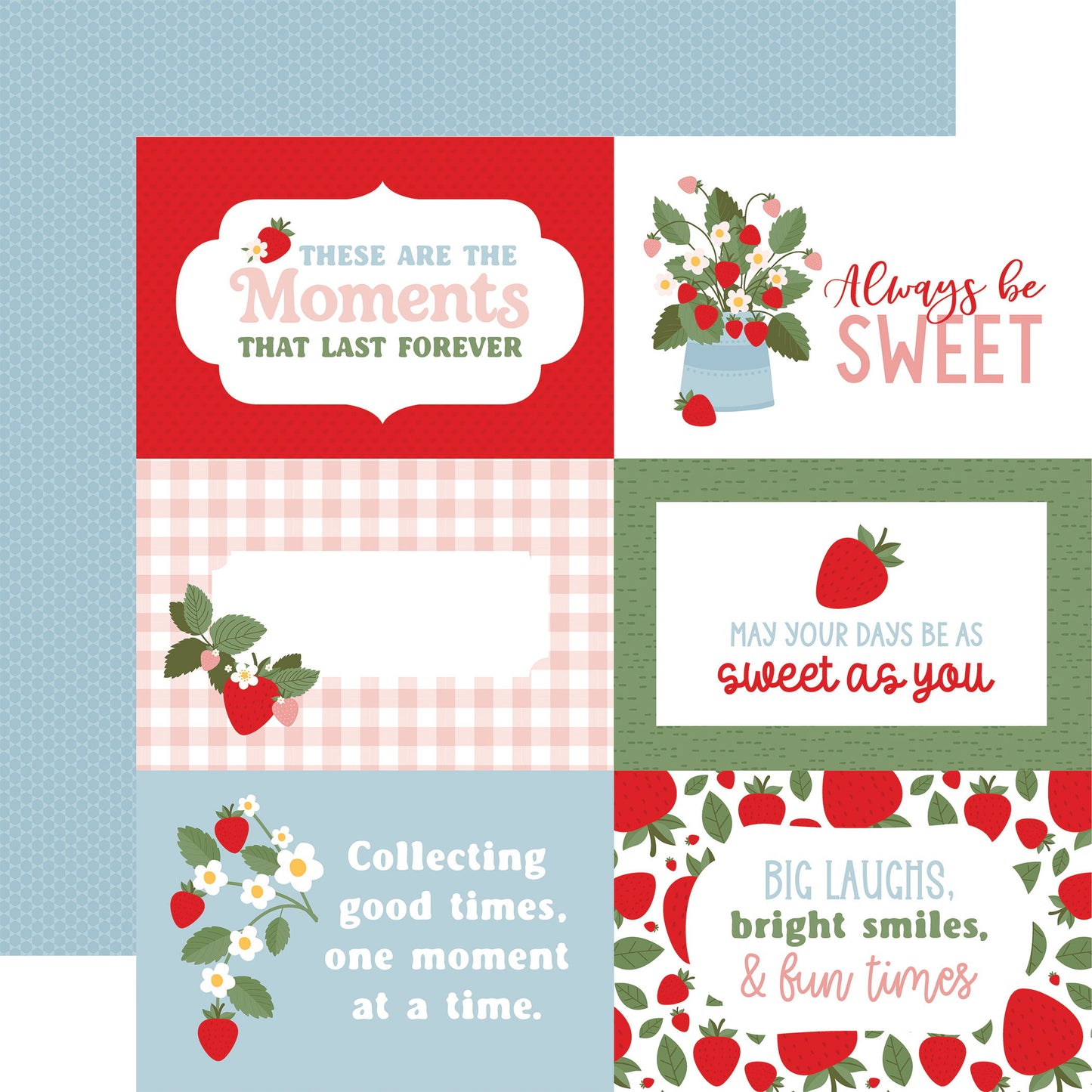 Echo Park Strawberry Fields: 6x4 Journaling Cards DS Paper (1 Sheet)
