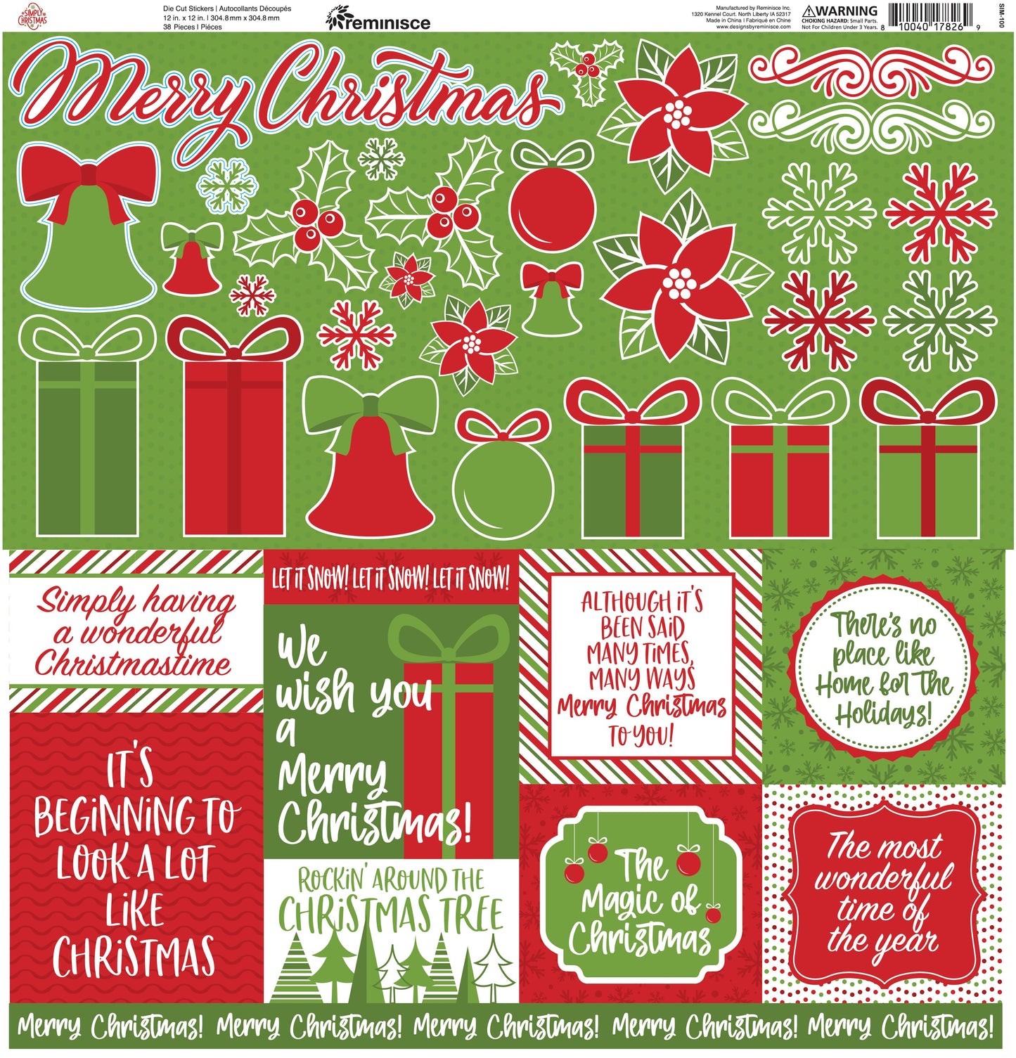 Reminisce Simply Christmas 12x12 Custom Sticker