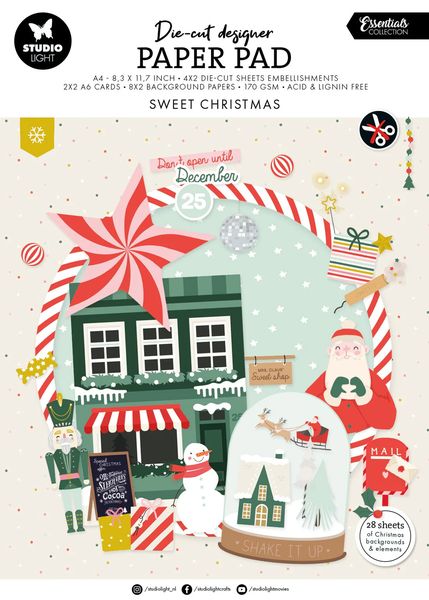 Studio Light Essentials Die-Cut Designer Paper Pad: Sweet Christmas, A4, 28 Sheets
