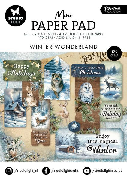 Studio Light Essentials Mini Paper PadL Winter Wonderland, A7, 24 Sheets