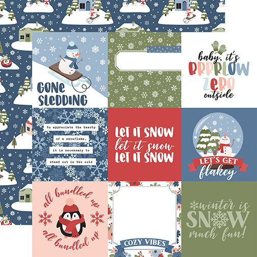 Chilling With My Snowmies 4x4 Journaling Cards 12x12 DS Patterned Paper (1 Sheet)