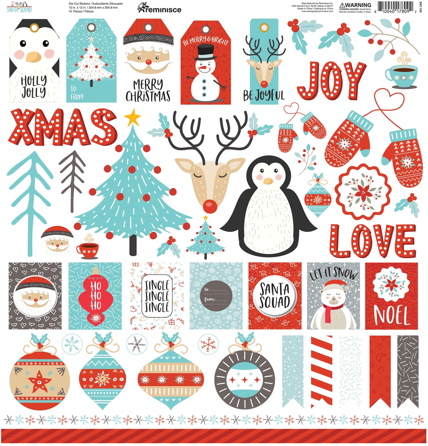 Reminisce Santa Squad 12x12 Custom Stickers