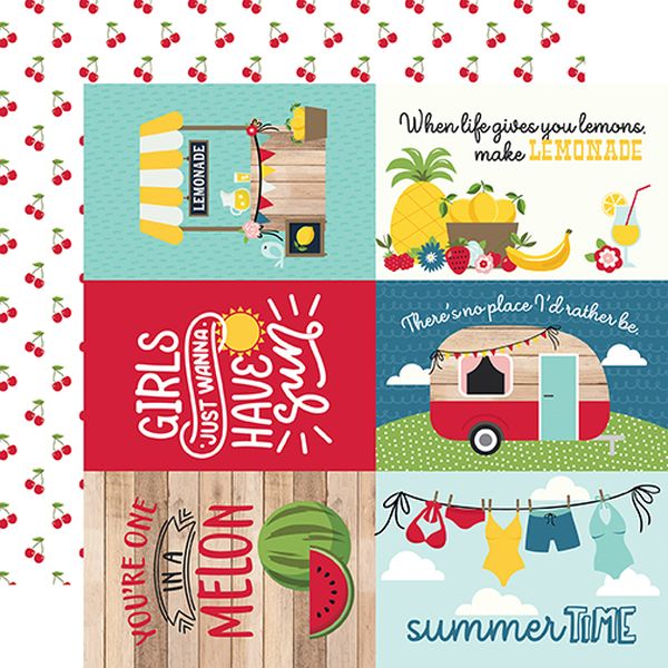 Echo Park A Slice of Summer: 6X4 Journaling CardsDS Paper (1 Sheet)
