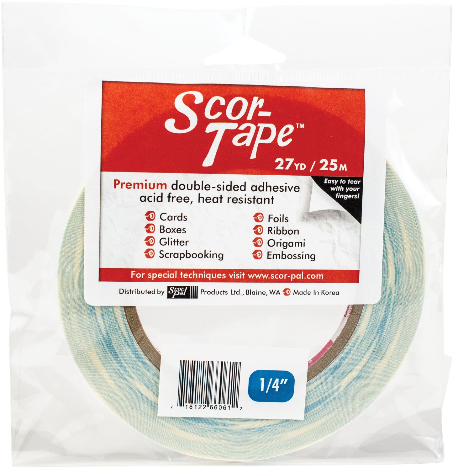 Scor-Tape, 1/4" d/s tape, 27 yd
