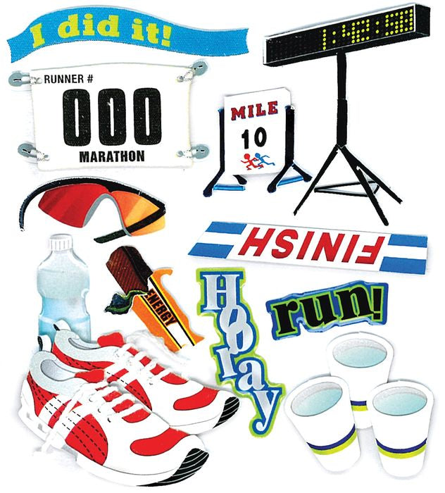 Jolee's Boutique Dimensional Stickers-Marathon Runner