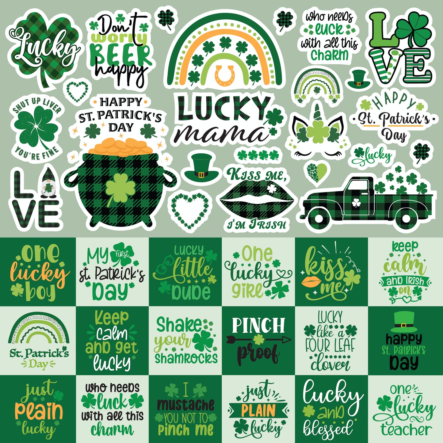Reminisce St. Patrick's Plaid 12x12 Sticker