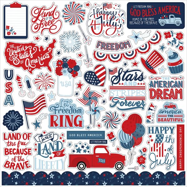 Echo Park Stars and Stripes Forever Element Sticker