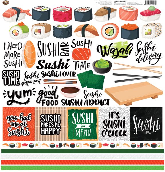 Reminisce Sushi 12x12 Sticker