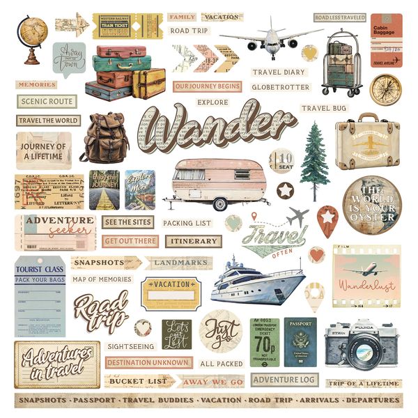 Travel Junque 12"X12" Elements Stickers