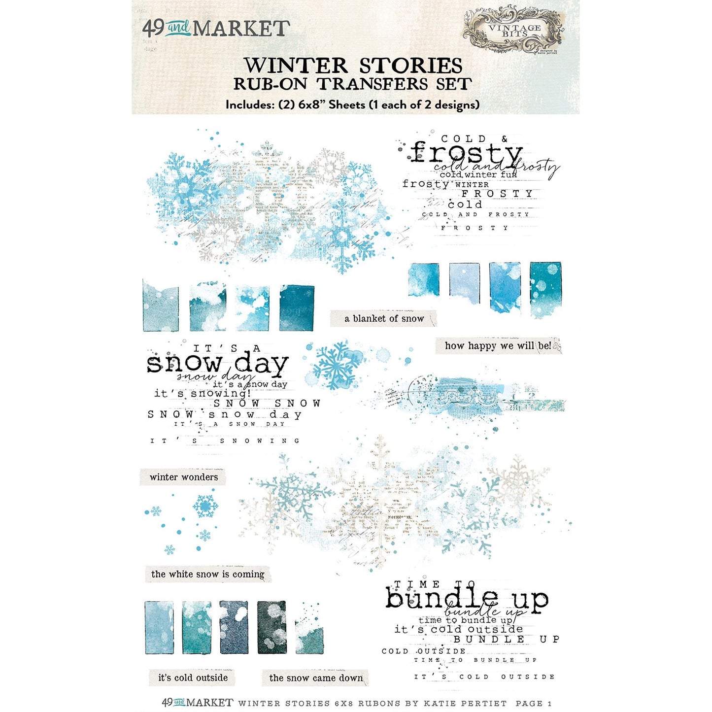 49 And Market Winter Stories 6"X8" Rub-On Transfer Set