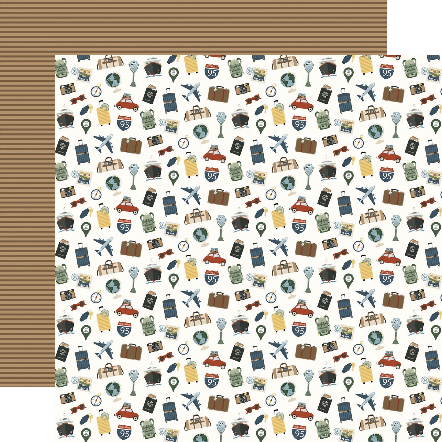 Echo Park It's Time To Travel: Essentials For The Trip 12x12 Patterned Paper