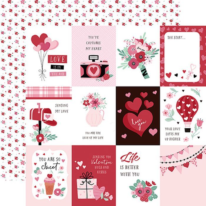 Echo Park Valentine's Day: 3x4 Journaling Cards 12x12 DS Patterned Paper (1 Sheet)