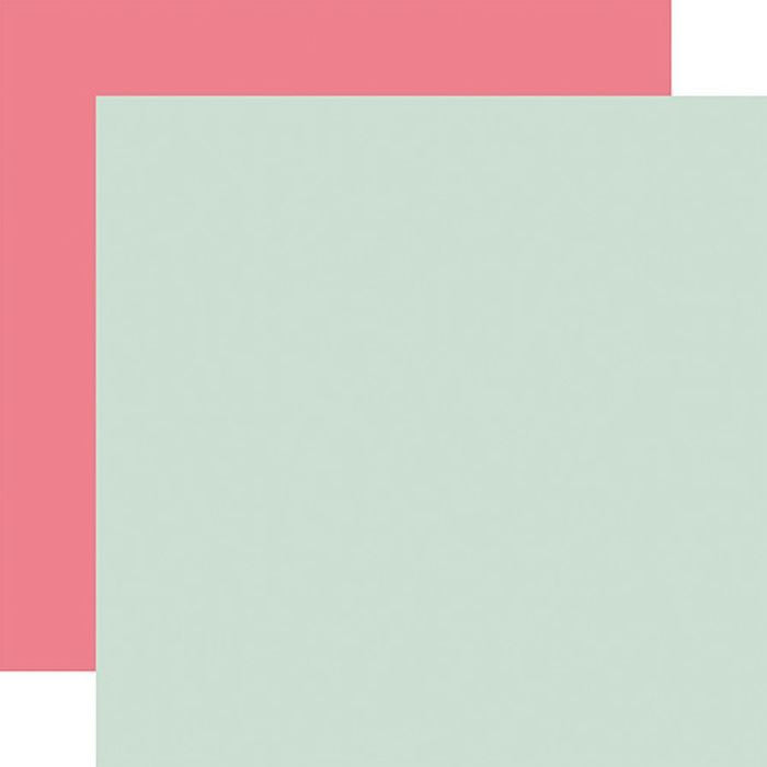 Echo Park - Valentine's Day Mint / Pink 12x12 Coordinating Solid Paper (1 Sheet)
