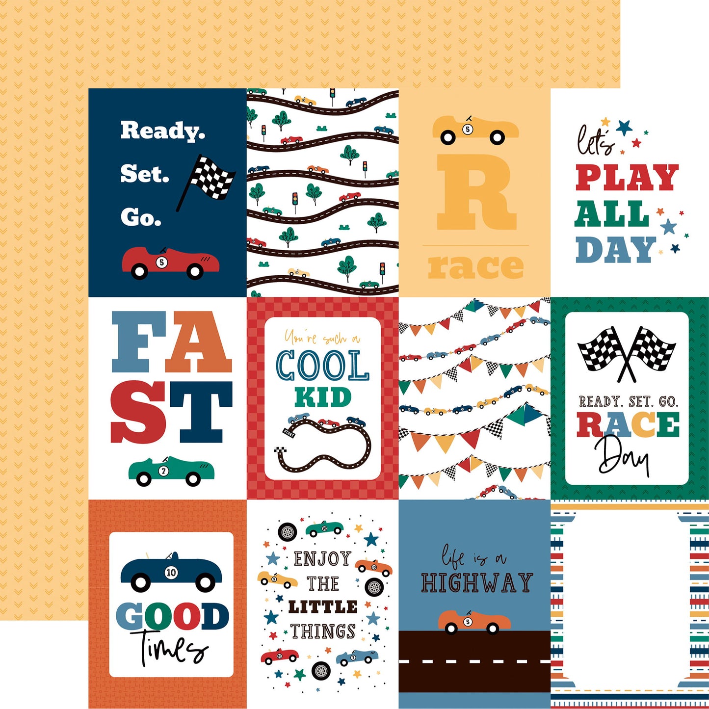 Echo Park Vroom! - 3x4 Journaling Cards DS Paper (1 Sheet)