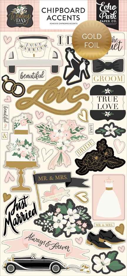Echo Park Paper Company Wedding Day 6x13 Chipboard Accents