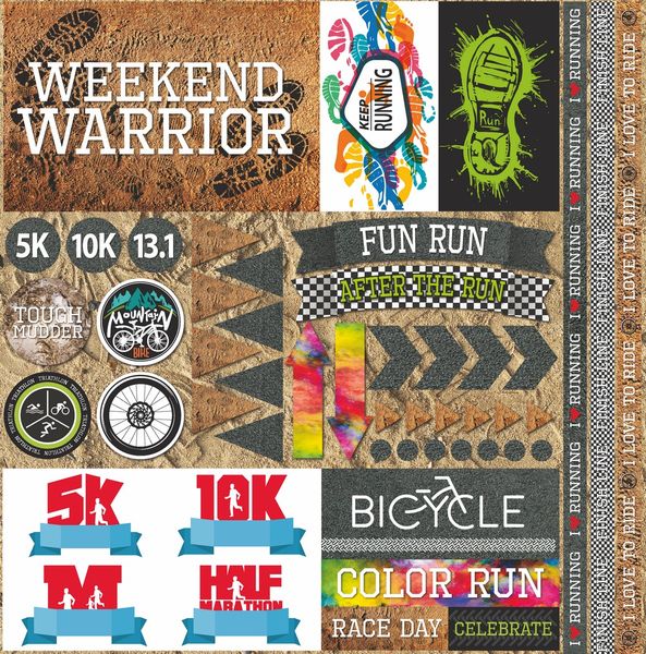 Reminisce Weekend Warrior 12x12 Elements Stickers