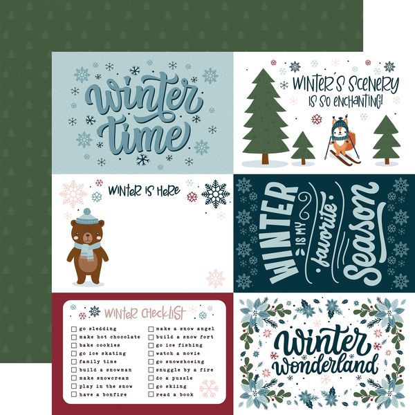 Echo Park Winter Fun: 6x4 Journaling Cards (1 Sheet)