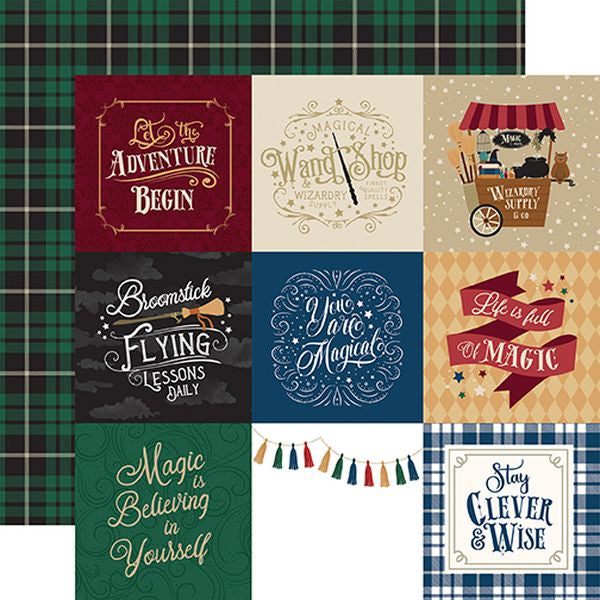 Echo Park Witches & Wizards No.2 Double-Sided Cardstock 12"X12"-4"X4" Journaling Cards