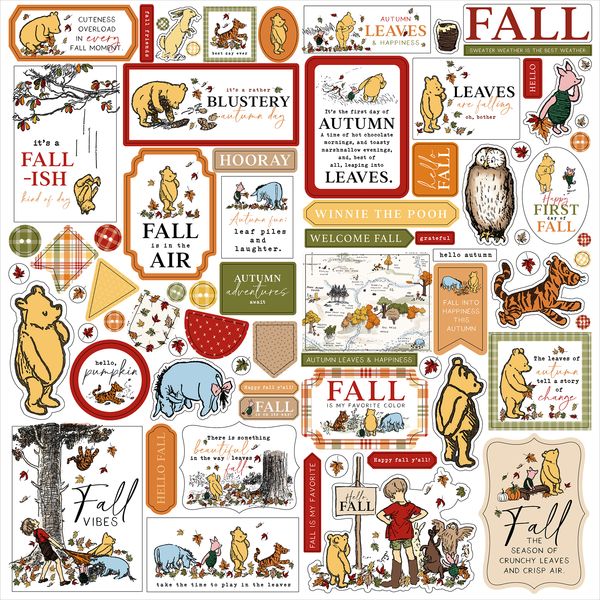 Echo Park Winnie The Pooh Autumn Element Sticker 12x12 Cardstock Stickers