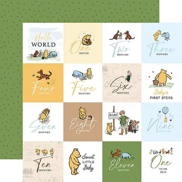 Echo Park Winnie the Pooh Baby 2x2 Journaling Cards