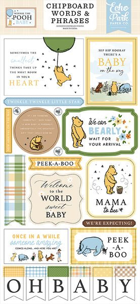 Echo Park Winnie The Pooh Baby 6x13 Chipboard Word & Phrases