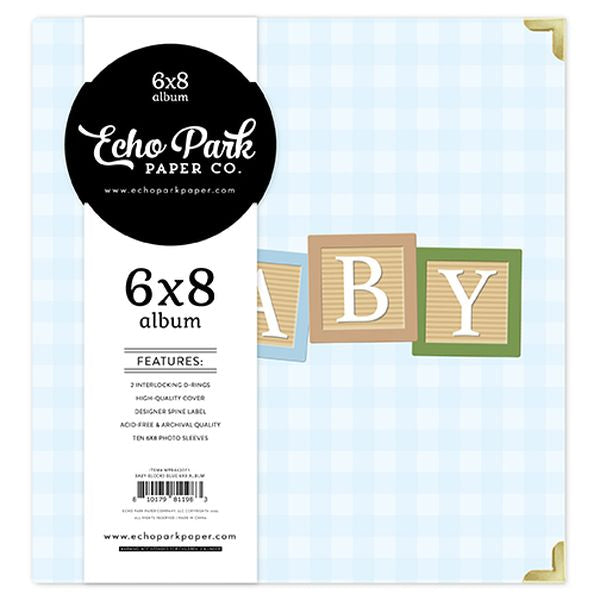 Echo Park Winnie the Pooh Baby Baby Blocks Blue 6X8 Album