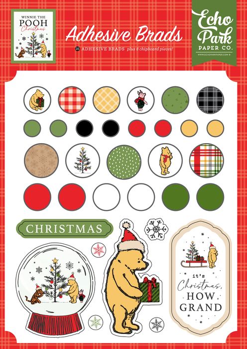 Echo Park Decorative Brads-Winnie The Pooh Christmas