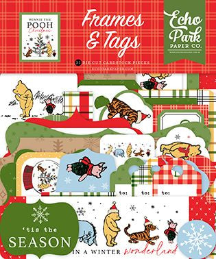 Echo Park Cardstock Ephemera-Frames & Tags, Winnie The Pooh Christmas