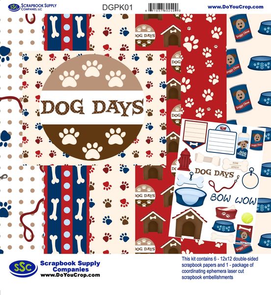 Ssc Designs Dog Days Collection 12 x 12 Scrapbook Paper & Embellishment Kit