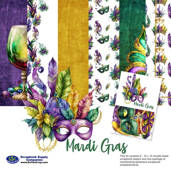 Ssc Designs Mardi Gras Collection 12 x 12 Scrapbook Paper & Embellishment Kit