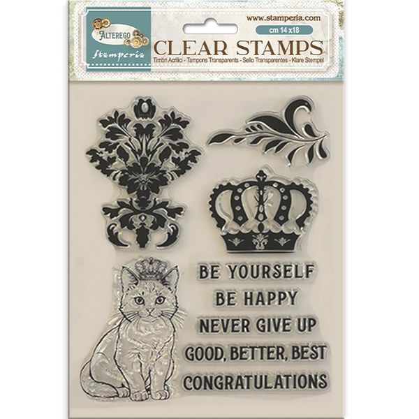 Stamperia Alterego Crown And Cat Clear Stamps