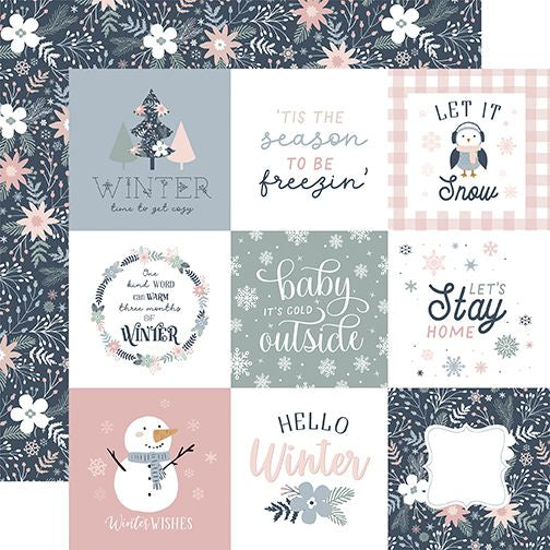 Echo Park Winterland: 4x4 Journaling Cards DS Paper (1 Sheet)