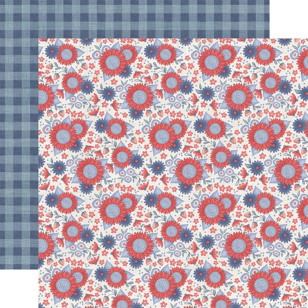 Echo Park Yankee Doodle Liberty Floral DS Paper (1 Sheet)