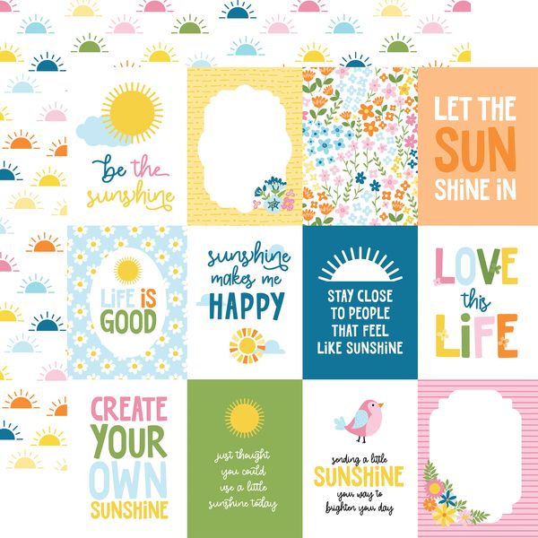Echo Park You Are My Sunshine 3x4 Journaling Cards 12x12 DS Patterned Paper (1 Sheet) (1 Sheet)
