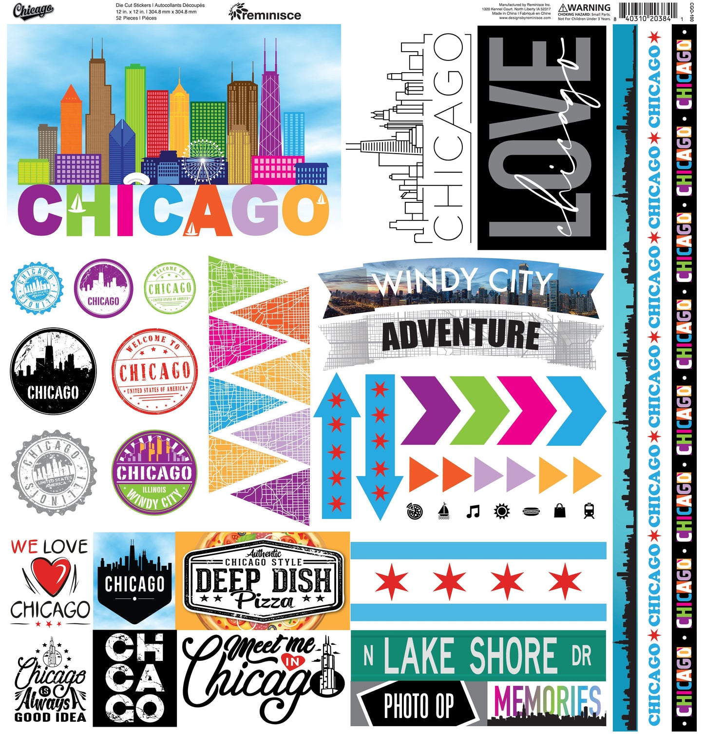 Reminisce Chicago 12x12 Sticker
