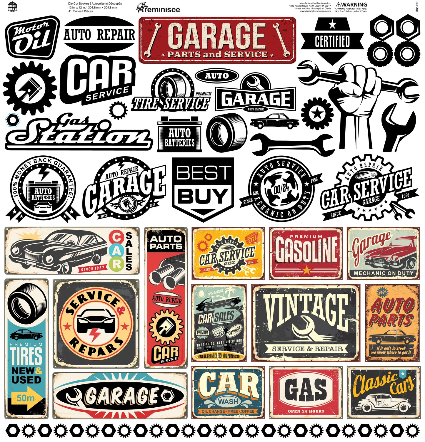 Reminisce Garage Life 12x12 Sticker